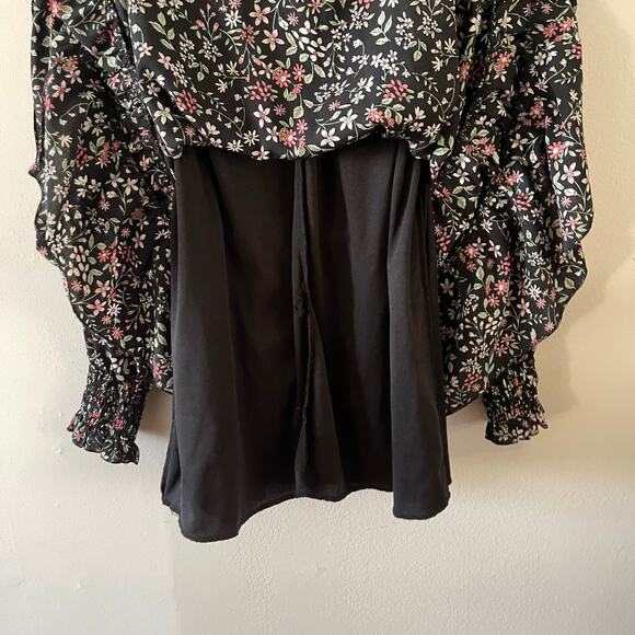 Lea & Viola Dress Womens S Black Floral Print Cottagecore Boho Casual Prairie - Picture 5 of 10